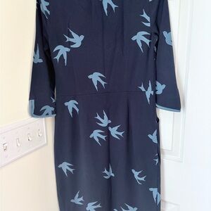Boden Navy Dress with Bird Print